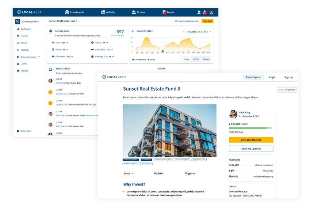 Localvest Platform - issuer dashboard